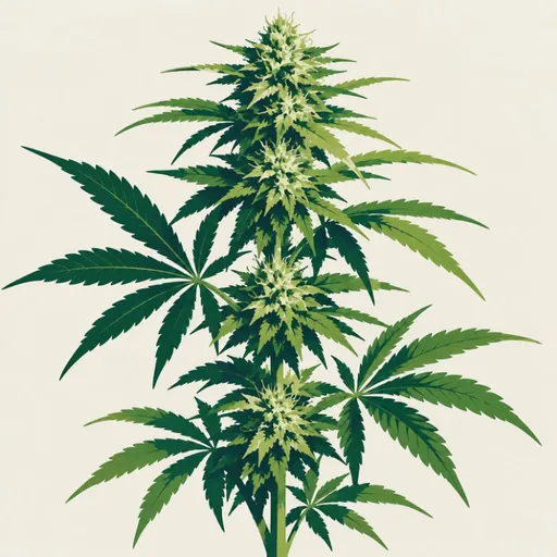 Stencil-style illustration of a hemp plant.