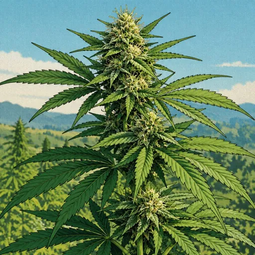 Hemp plant in a graphic comic-inspired illustration.